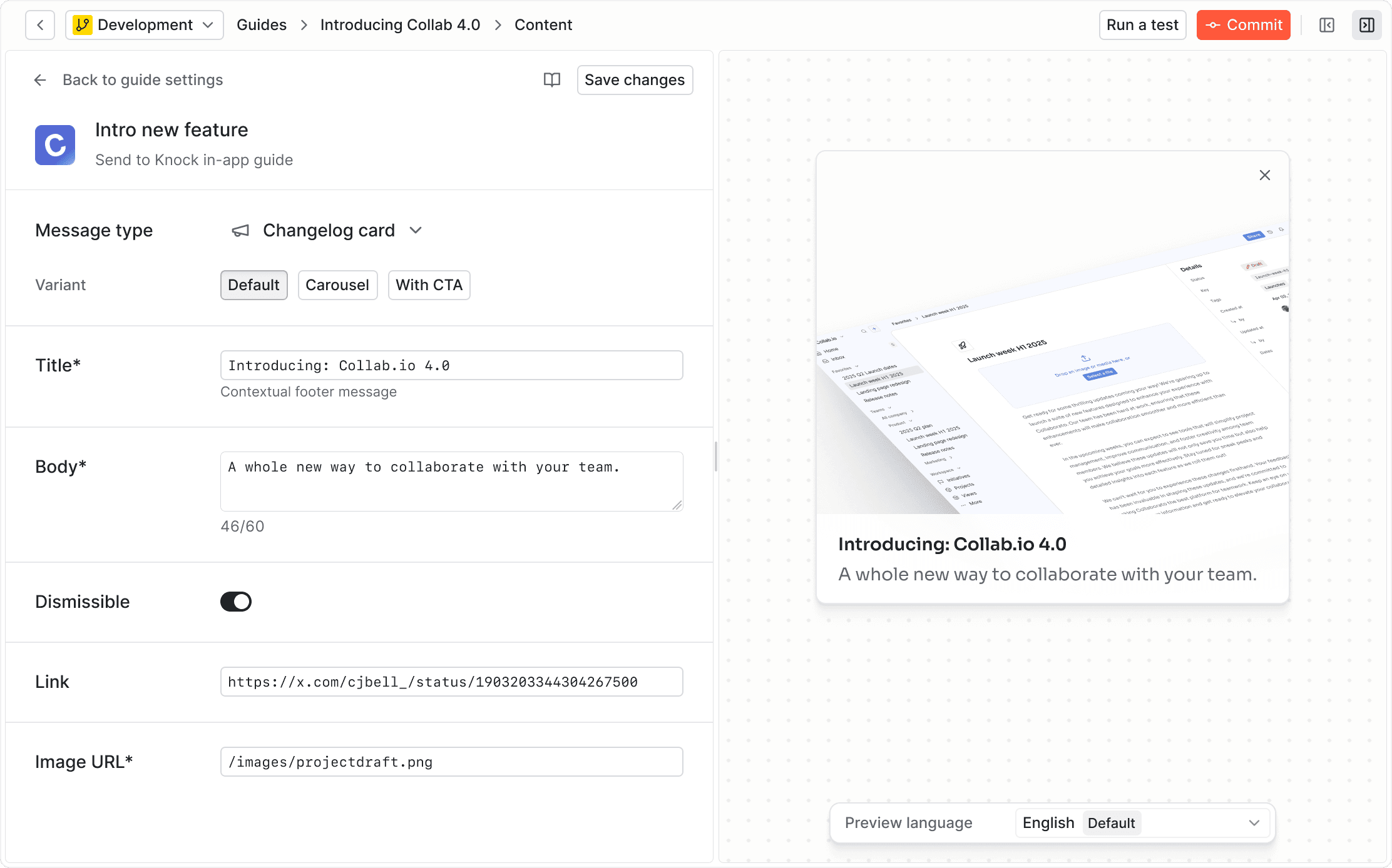 An image of the guides editor